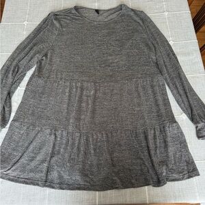 Grey Fine Knit Tiered Mini Smock Dress